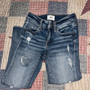 BKE girl’s Ripped Dark Blue Skinny Jeans